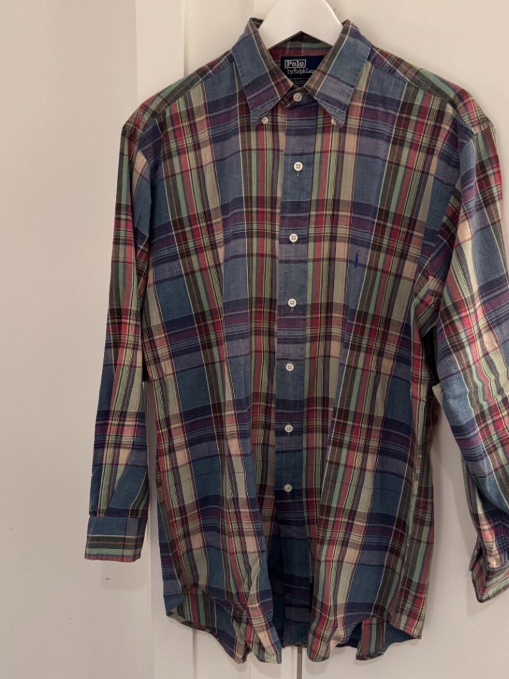 VINTAGE 90S POLO RALPH LAUREN BUTTON UP SHIRT MADE IN CANADA MEDIUM